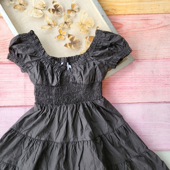 Princess Polly Black Daniela Cotton Cottagecore Tiered Fit & Flare Mini Dress 6 - Picture 10 of 11